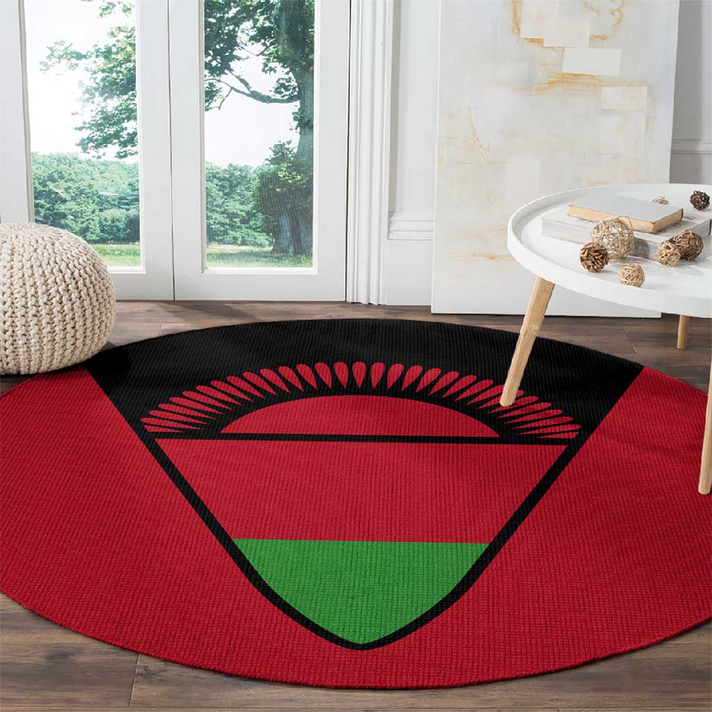 Malawi Round Carpet Flag Colors Blended with National Emblem
