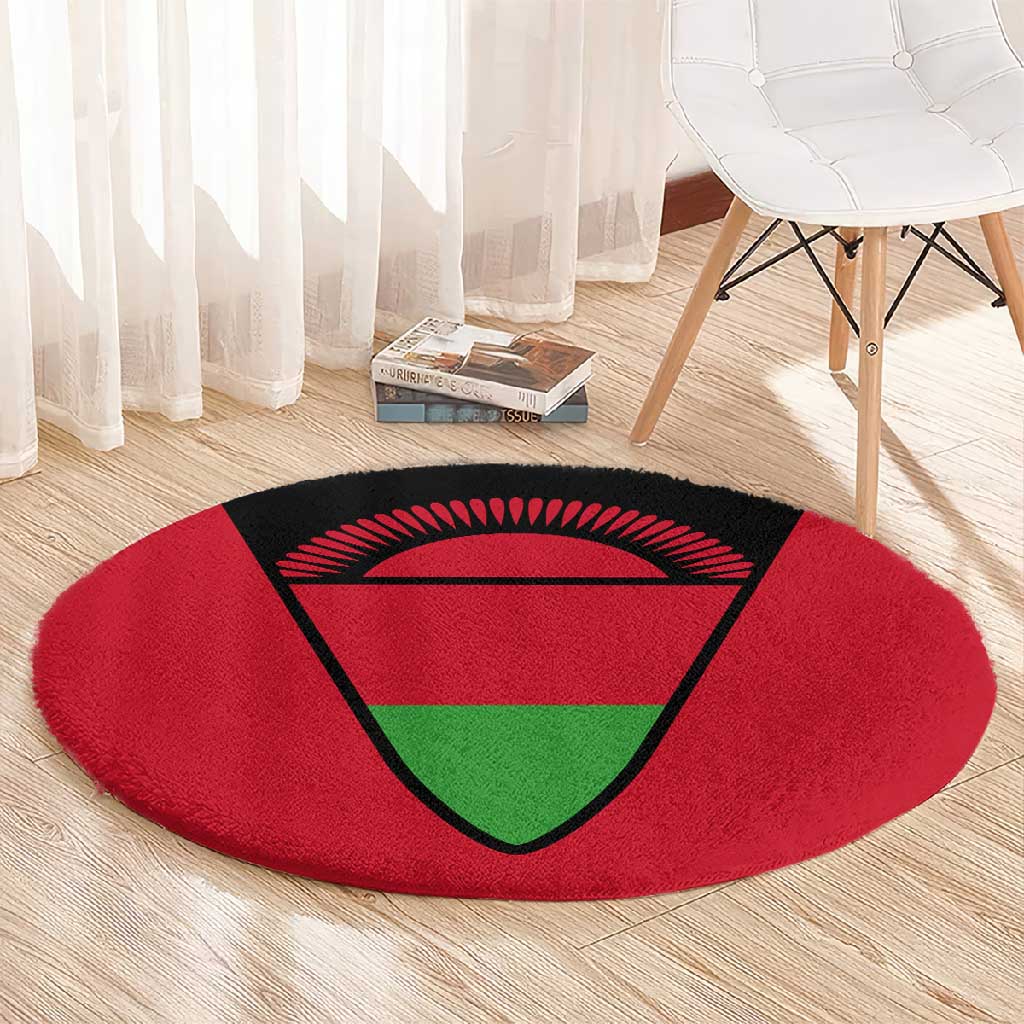 Malawi Round Carpet Flag Colors Blended with National Emblem