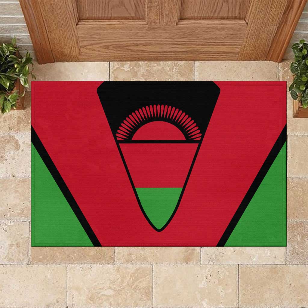 Malawi Rubber Doormat Flag Colors Blended with National Emblem