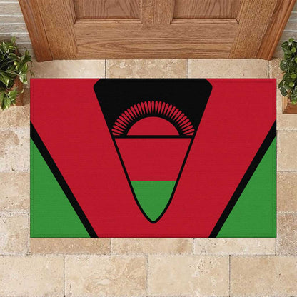 Malawi Rubber Doormat Flag Colors Blended with National Emblem