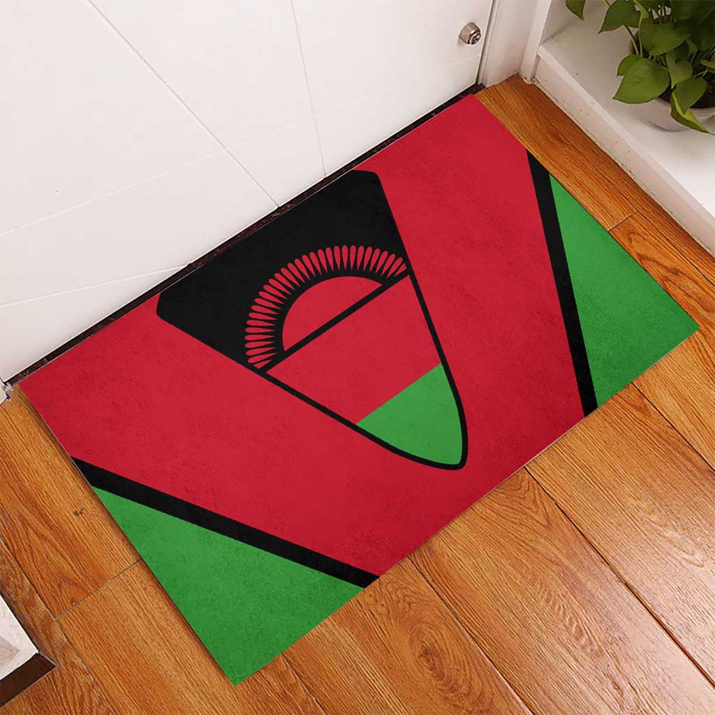 Malawi Rubber Doormat Flag Colors Blended with National Emblem