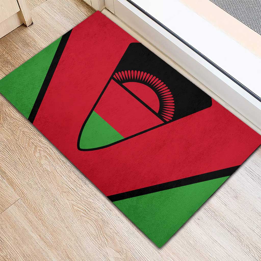 Malawi Rubber Doormat Flag Colors Blended with National Emblem
