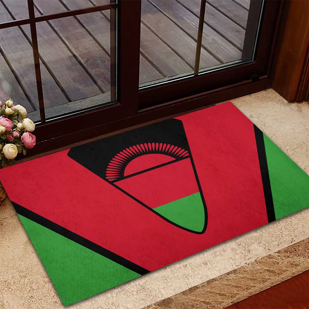 Malawi Rubber Doormat Flag Colors Blended with National Emblem
