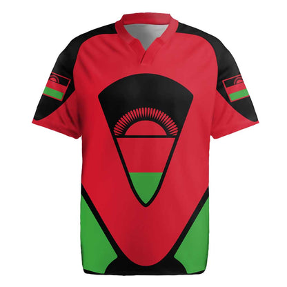 Malawi Rugby Jersey Flag Colors Blended with National Emblem