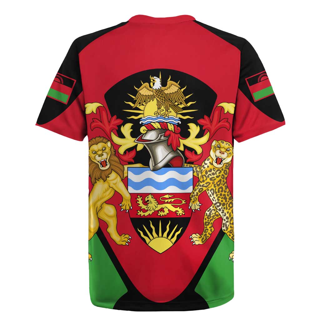 Malawi Rugby Jersey Flag Colors Blended with National Emblem