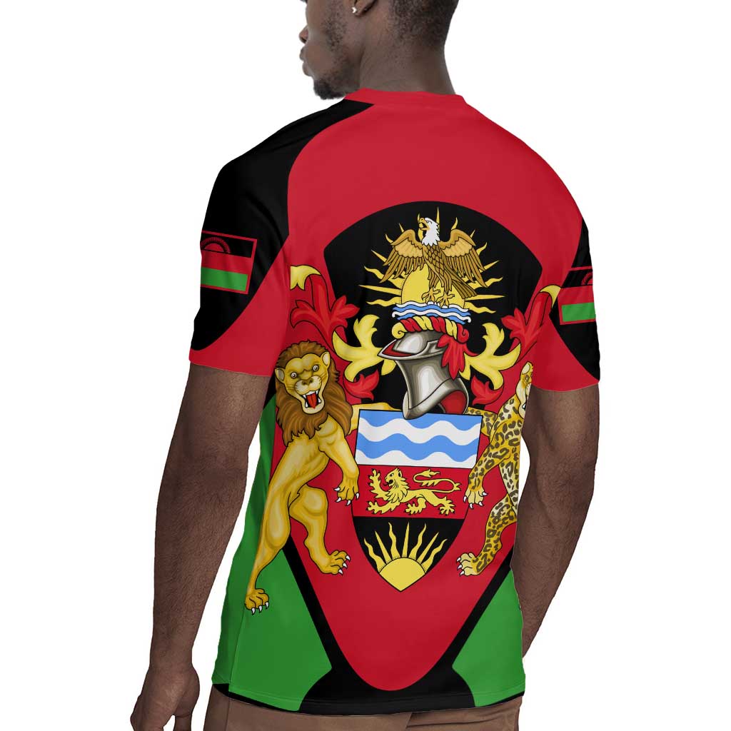 Malawi Rugby Jersey Flag Colors Blended with National Emblem