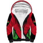 Malawi Sherpa Hoodie Flag Colors Blended with National Emblem