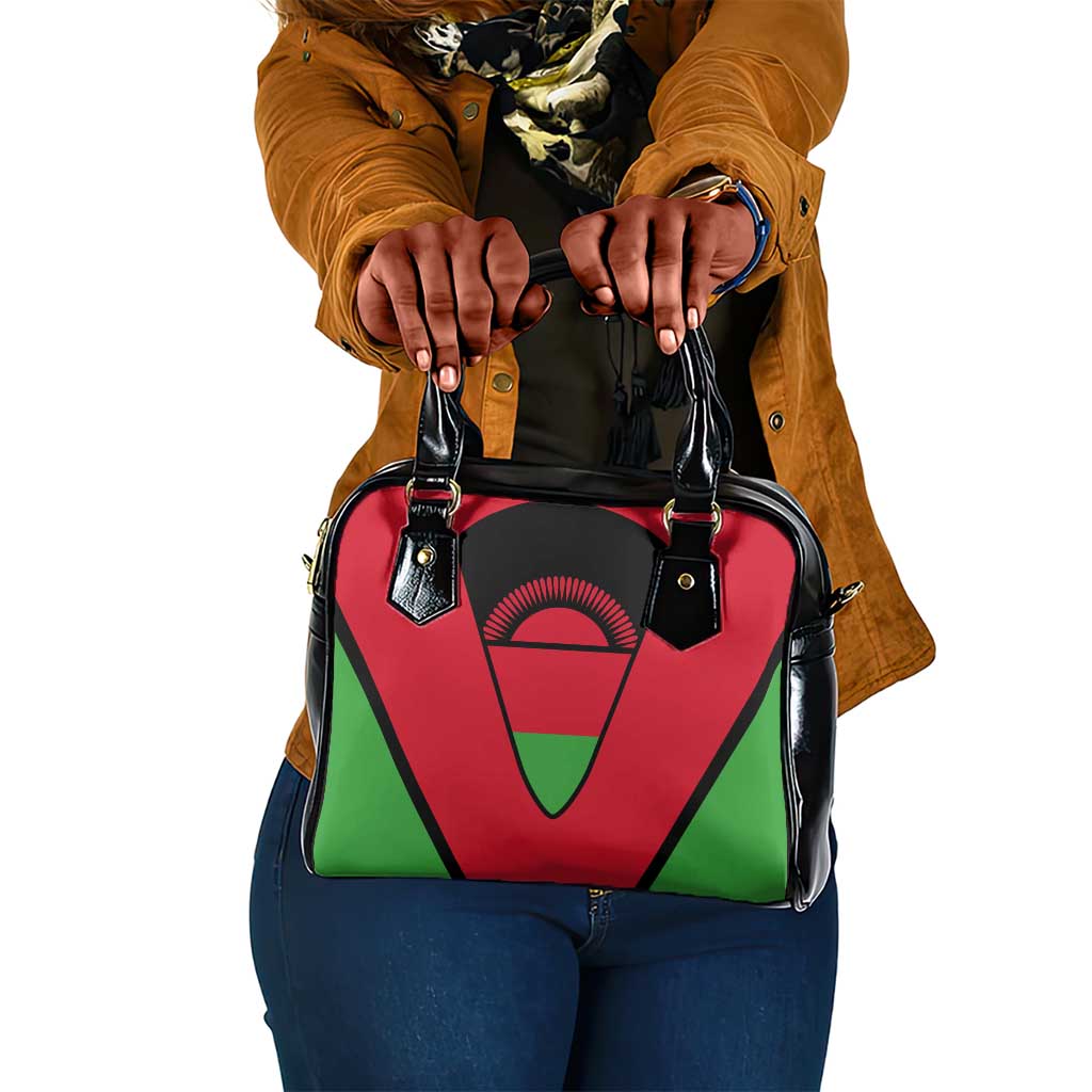 Malawi Shoulder Handbag Flag Colors Blended with National Emblem