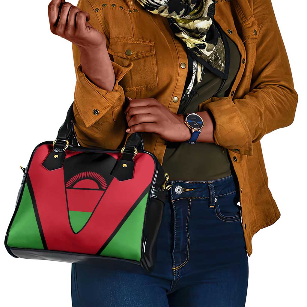 Malawi Shoulder Handbag Flag Colors Blended with National Emblem