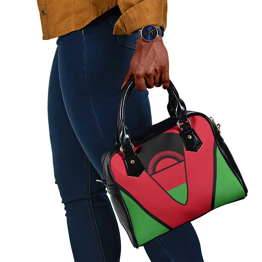 Malawi Shoulder Handbag Flag Colors Blended with National Emblem