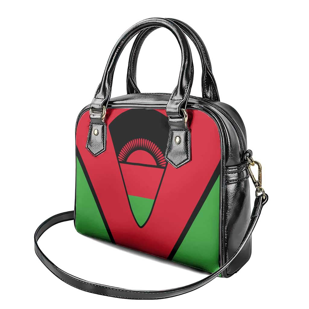 Malawi Shoulder Handbag Flag Colors Blended with National Emblem