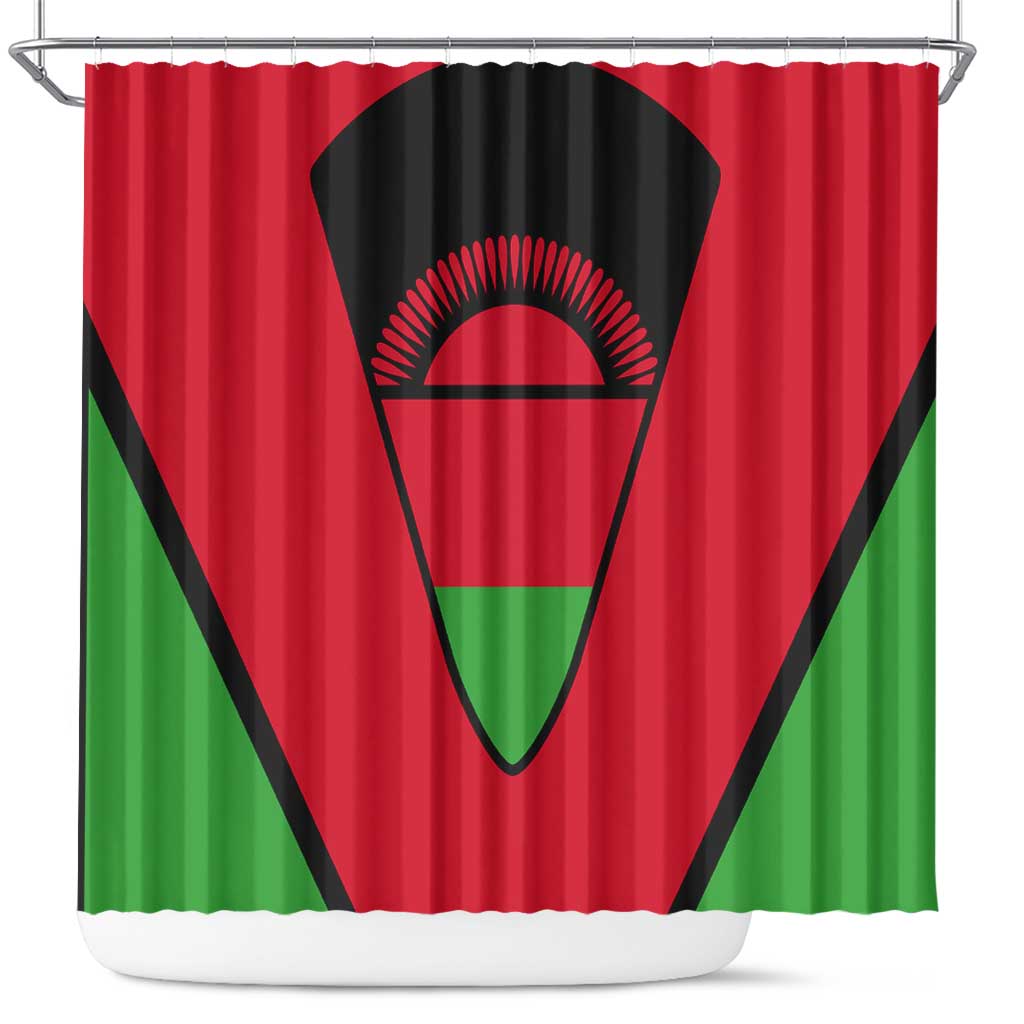 Malawi Shower Curtain Flag Colors Blended with National Emblem