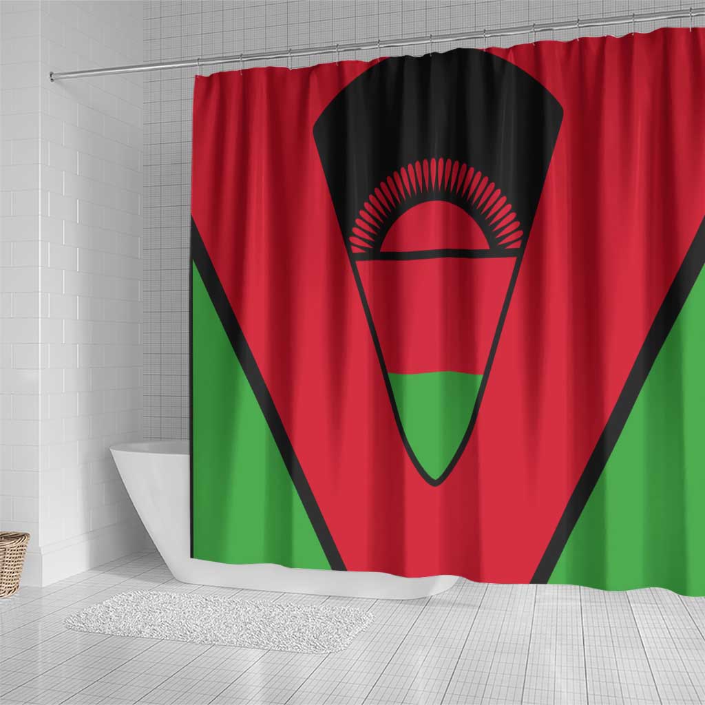Malawi Shower Curtain Flag Colors Blended with National Emblem