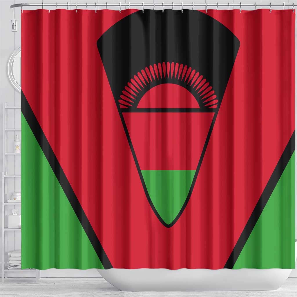 Malawi Shower Curtain Flag Colors Blended with National Emblem