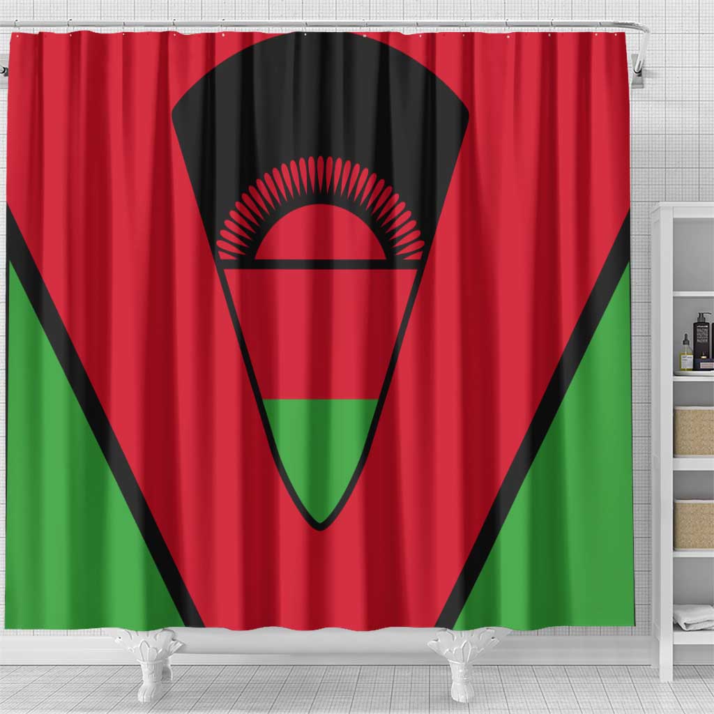 Malawi Shower Curtain Flag Colors Blended with National Emblem
