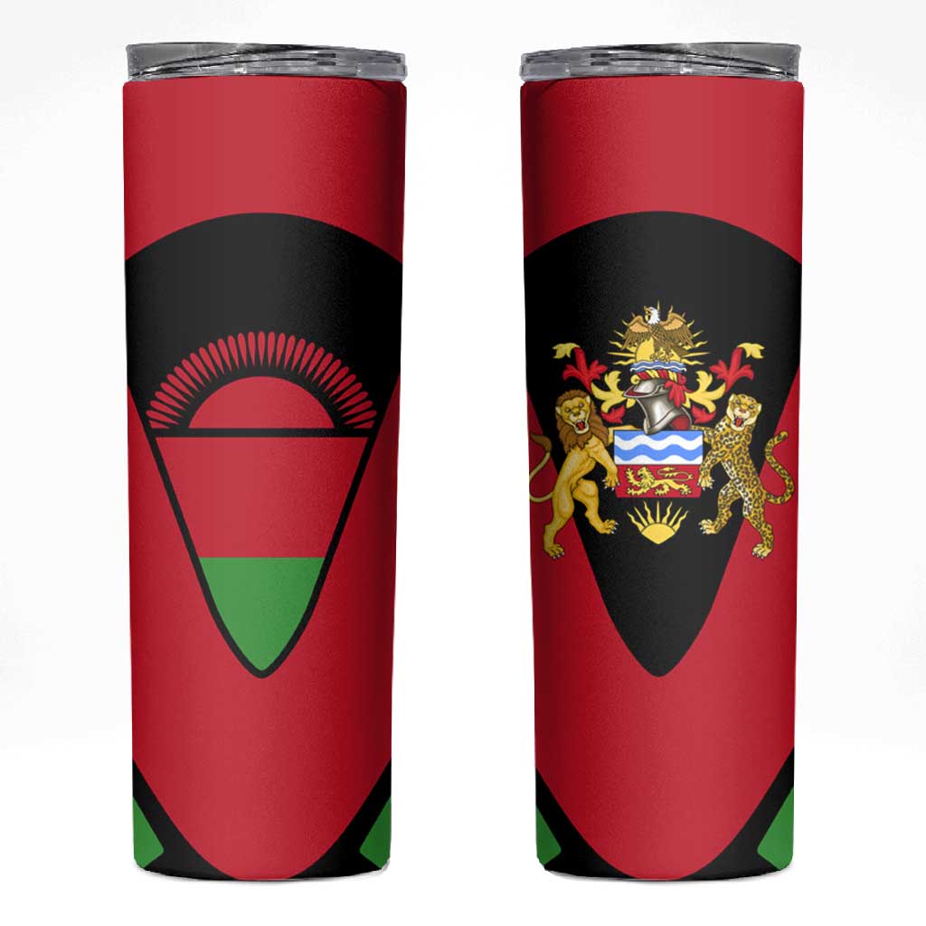 Malawi Skinny Tumbler Flag Colors Blended with National Emblem