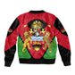 Malawi Sleeve Zip Bomber Jacket Flag Colors Blended with National Emblem