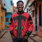 Malawi Sleeve Zip Bomber Jacket Flag Colors Blended with National Emblem