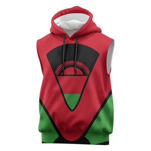 Malawi Sleeveless Hoodie Flag Colors Blended with National Emblem - African Pride
