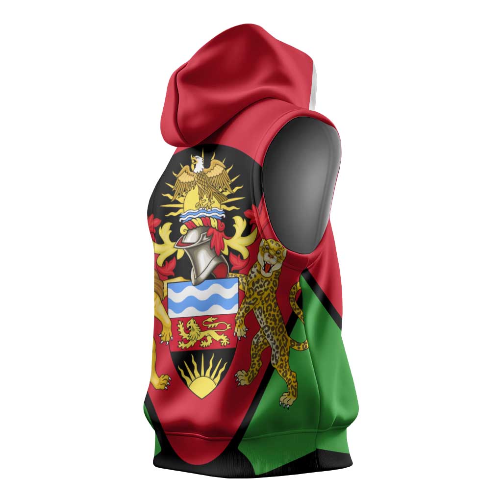 Malawi Sleeveless Hoodie Flag Colors Blended with National Emblem - African Pride
