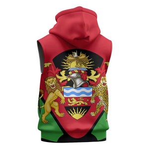Malawi Sleeveless Zip Hoodie Flag Colors Blended with National Emblem - African Pride