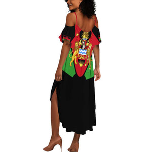 Malawi Summer Maxi Dress Flag Colors Blended with National Emblem