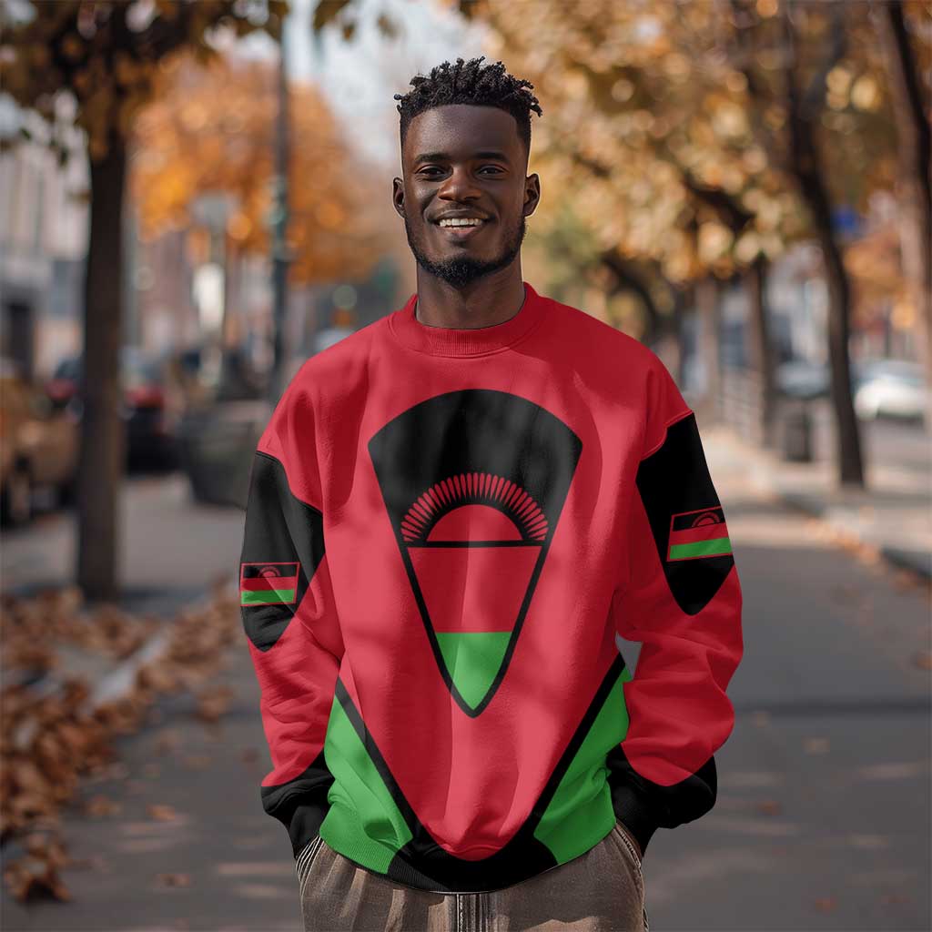 Malawi Sweatshirt Flag Colors Blended with National Emblem