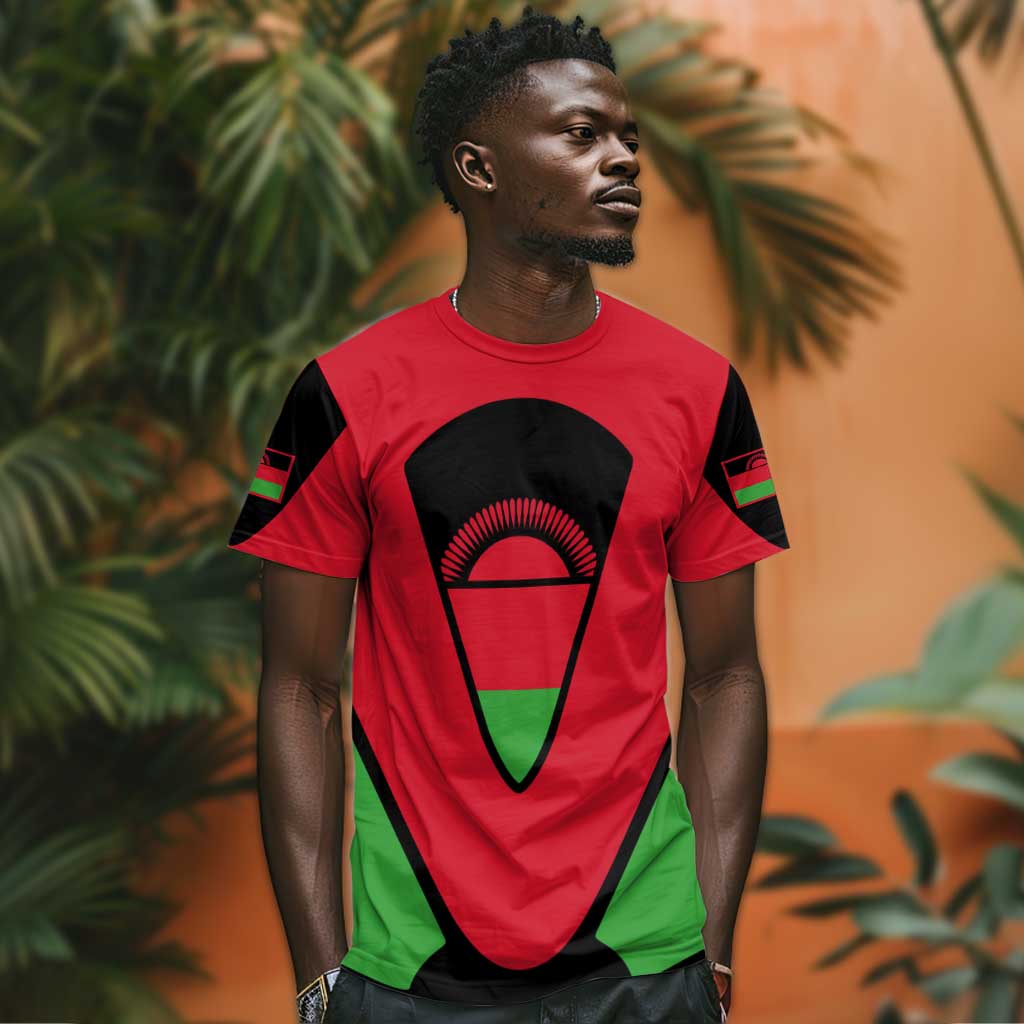 Malawi T shirt Flag Colors Blended with National Emblem