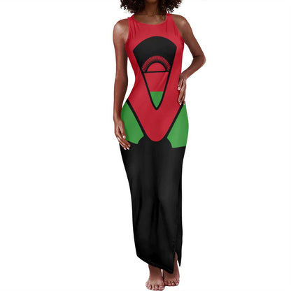 Malawi Tank Maxi Dress Flag Colors Blended with National Emblem