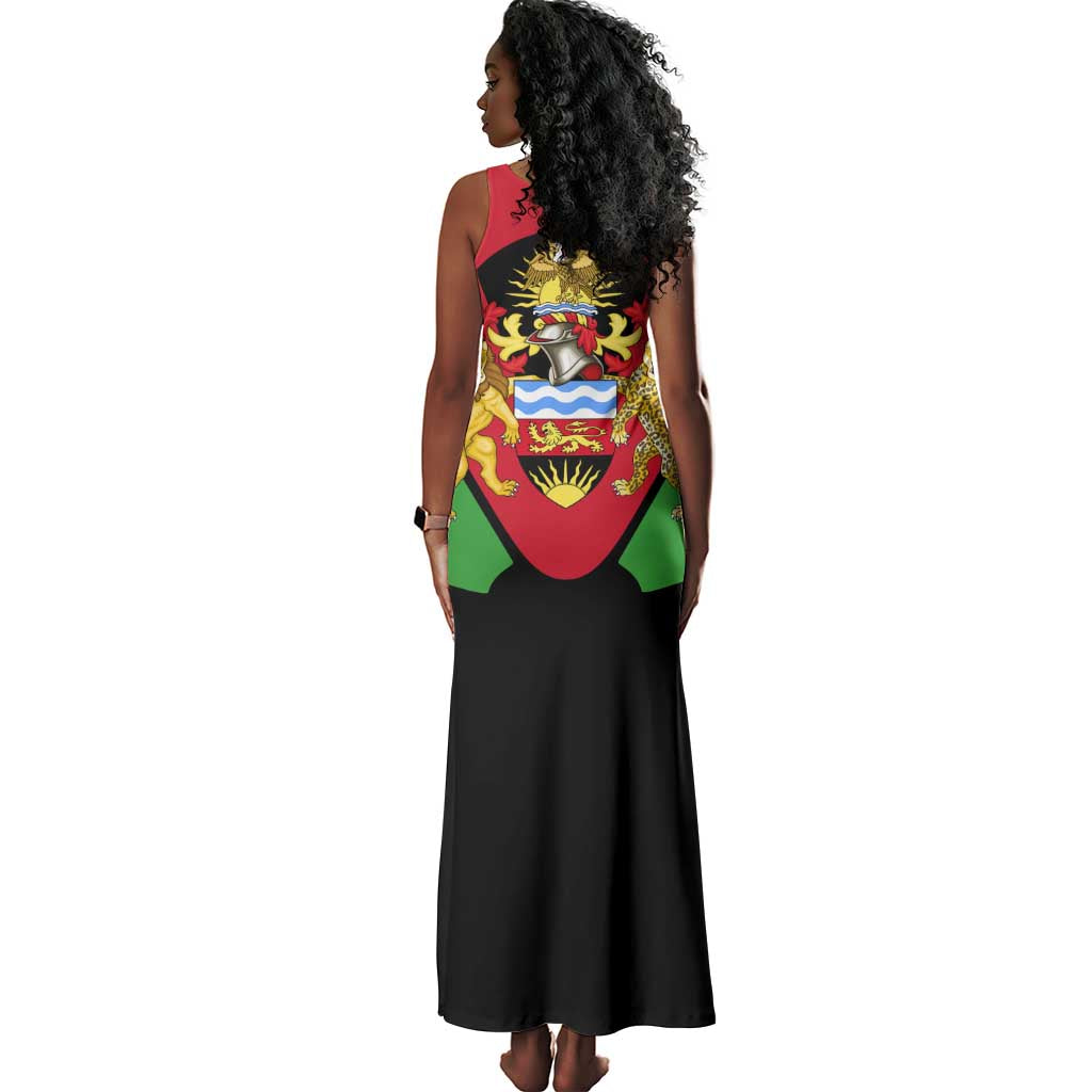 Malawi Tank Maxi Dress Flag Colors Blended with National Emblem