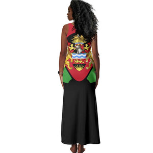 Malawi Tank Maxi Dress Flag Colors Blended with National Emblem
