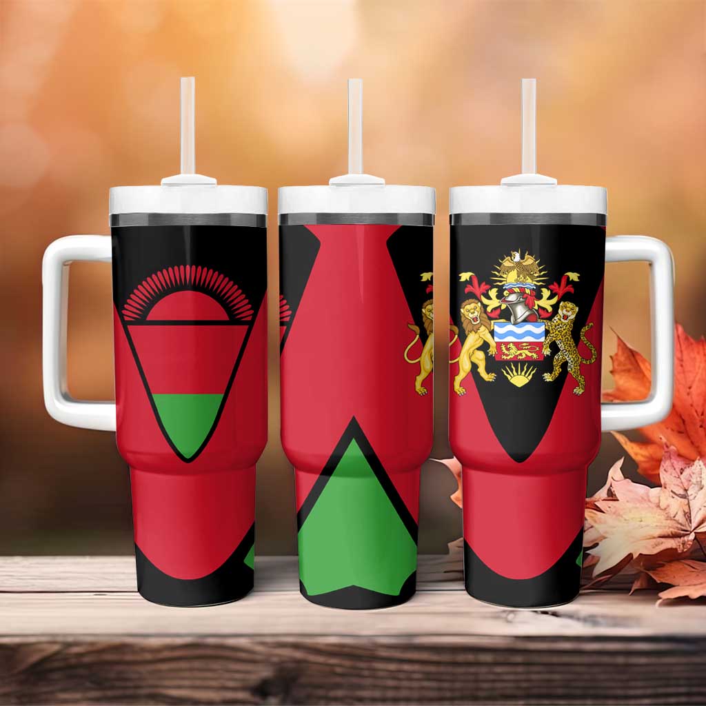 Malawi Tumbler With Handle Flag Colors Blended with National Emblem