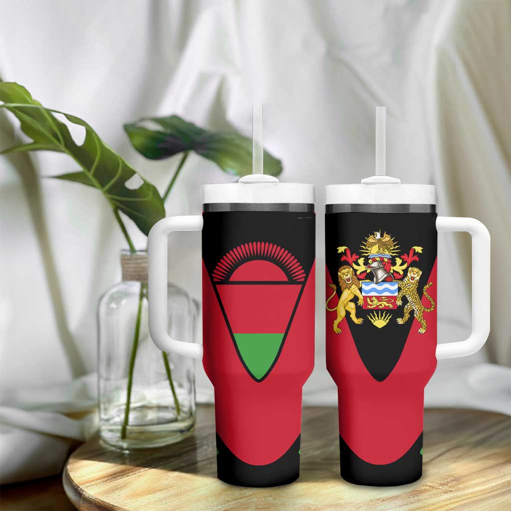 Malawi Tumbler With Handle Flag Colors Blended with National Emblem