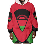 Malawi Wearable Blanket Hoodie Flag Colors Blended with National Emblem