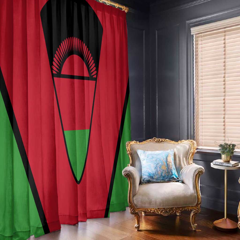 Malawi Window Curtain Flag Colors Blended with National Emblem