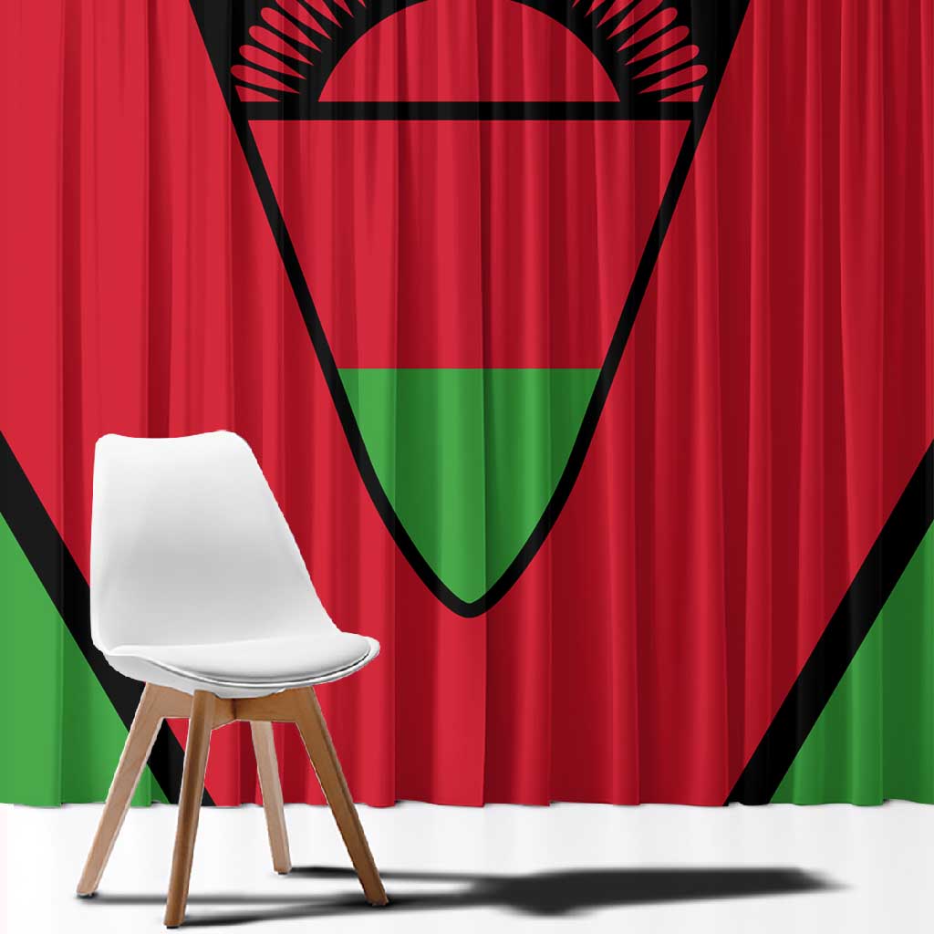Malawi Window Curtain Flag Colors Blended with National Emblem