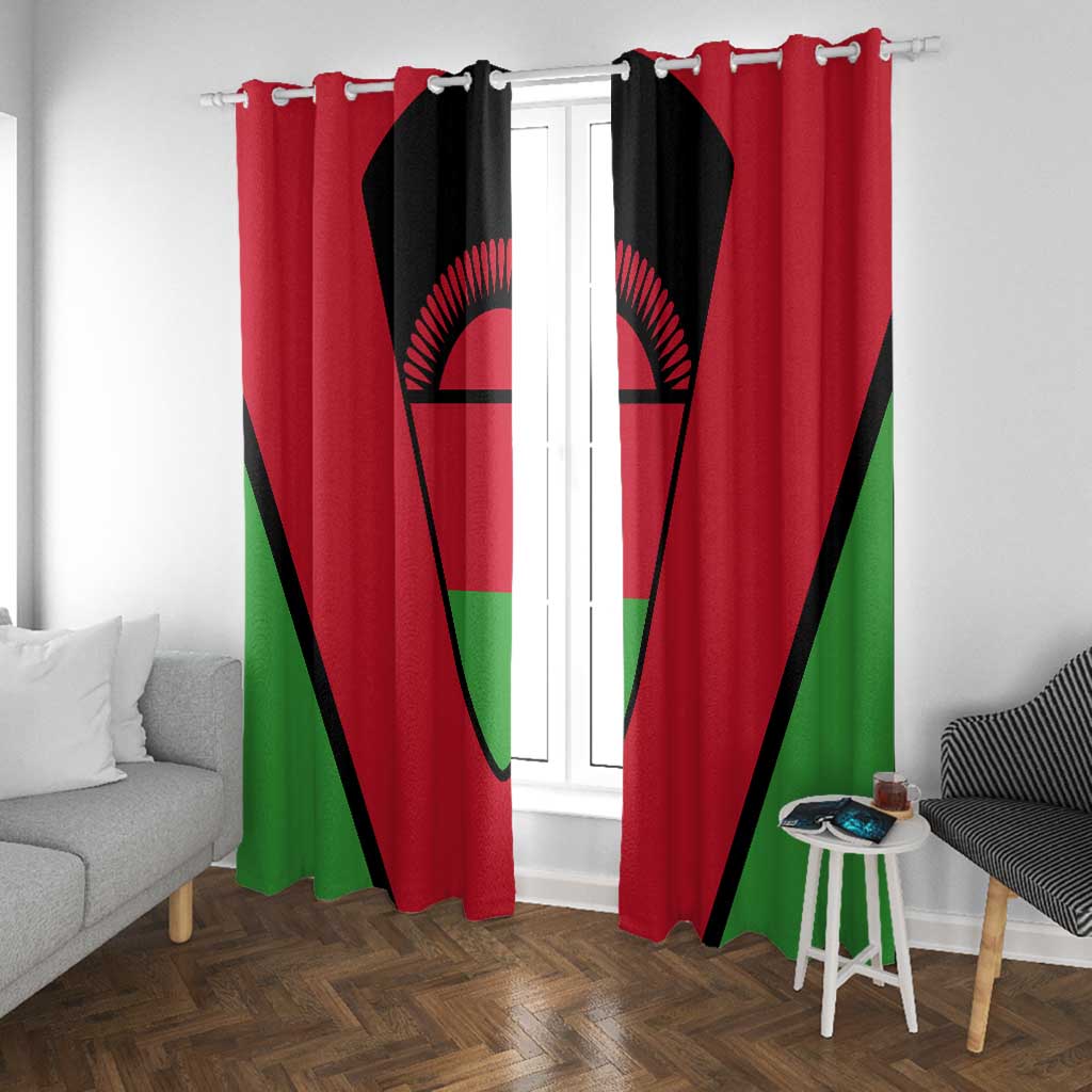 Malawi Window Curtain Flag Colors Blended with National Emblem