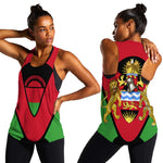 Malawi Women Racerback Tank Flag Colors Blended with National Emblem