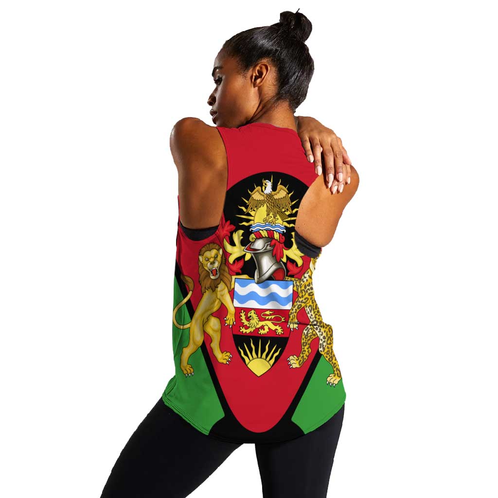 Malawi Women Racerback Tank Flag Colors Blended with National Emblem