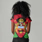 Malawi Women V-Neck T-Shirt Flag Colors Blended with National Emblem