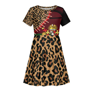 Leopard and Lion Malawi Kid Short Sleeve Dress Unity and Freedom