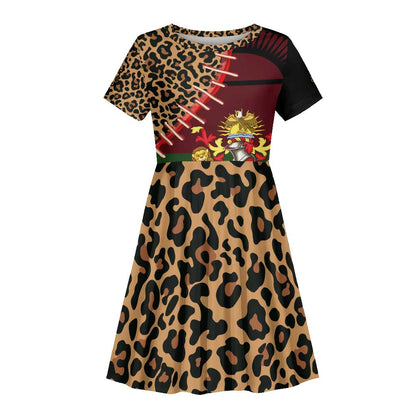 Leopard and Lion Malawi Kid Short Sleeve Dress Unity and Freedom