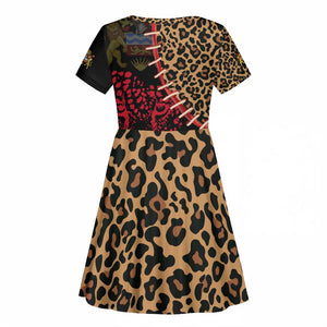 Leopard and Lion Malawi Kid Short Sleeve Dress Unity and Freedom