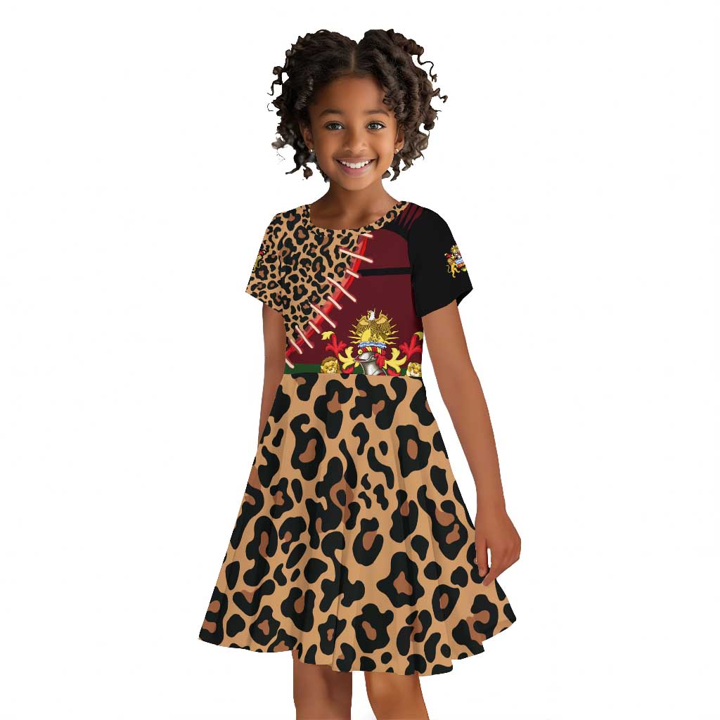 Leopard and Lion Malawi Kid Short Sleeve Dress Unity and Freedom