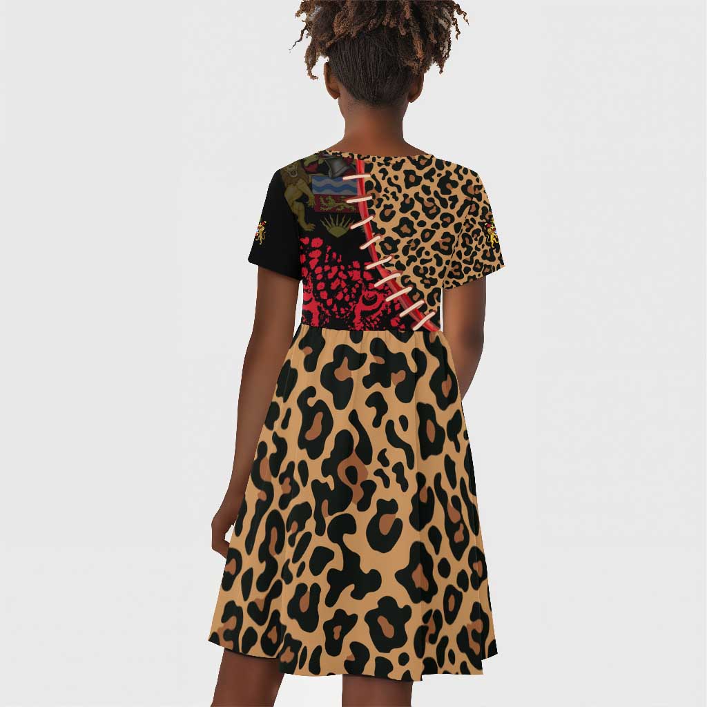 Leopard and Lion Malawi Kid Short Sleeve Dress Unity and Freedom