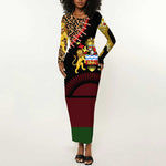 Leopard and Lion Malawi Long Sleeve Bodycon Dress Unity and Freedom TS04