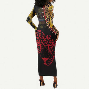 Leopard and Lion Malawi Long Sleeve Bodycon Dress Unity and Freedom TS04