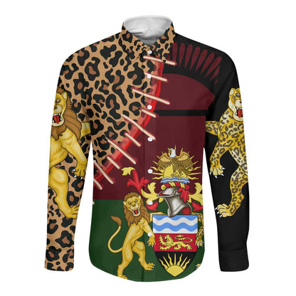 Leopard and Lion Malawi Long Sleeve Button Shirt Unity and Freedom