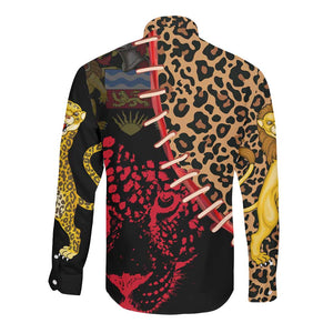 Leopard and Lion Malawi Long Sleeve Button Shirt Unity and Freedom