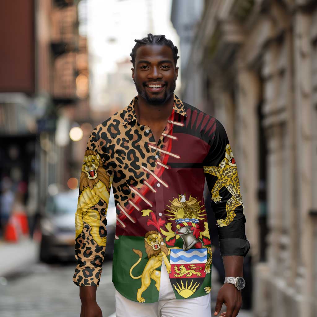Leopard and Lion Malawi Long Sleeve Button Shirt Unity and Freedom